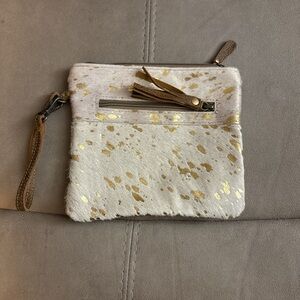 Gold and Cream Wristlet Clutch